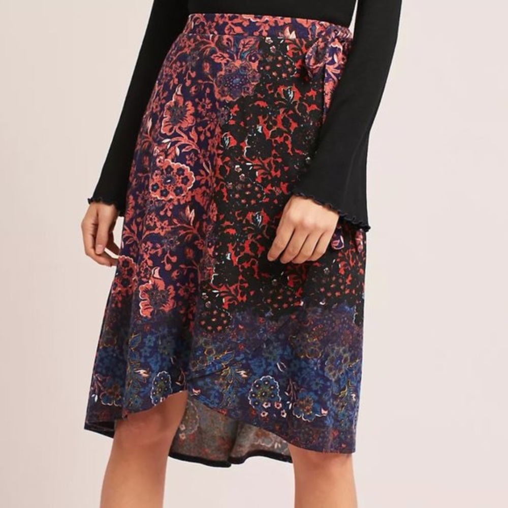 Anthropologie Maeve faux wrap knit Skirt S